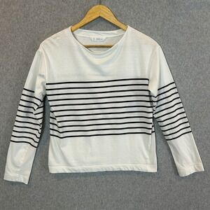 Mango MNG Striped Long Sleeve‎ Tee White Black Casual Top Girls 164cm 13 - 14 Y